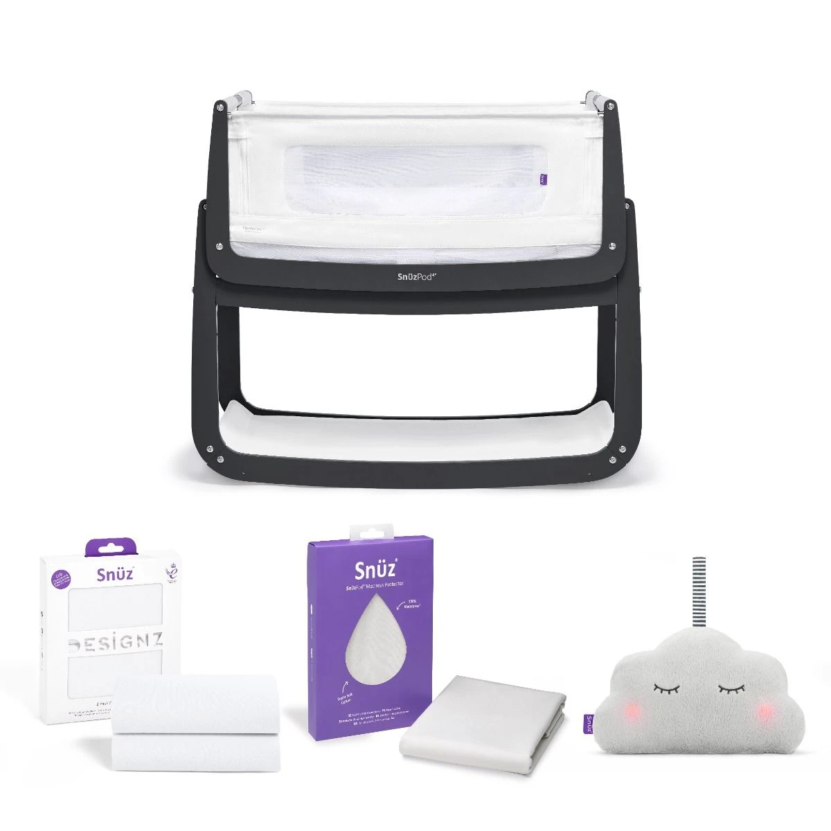 SnuzPod 4 Bedside Crib Starter Bundle - Slate 3 SnuzPod 4 Bedside Crib Starter Bundle - Slate