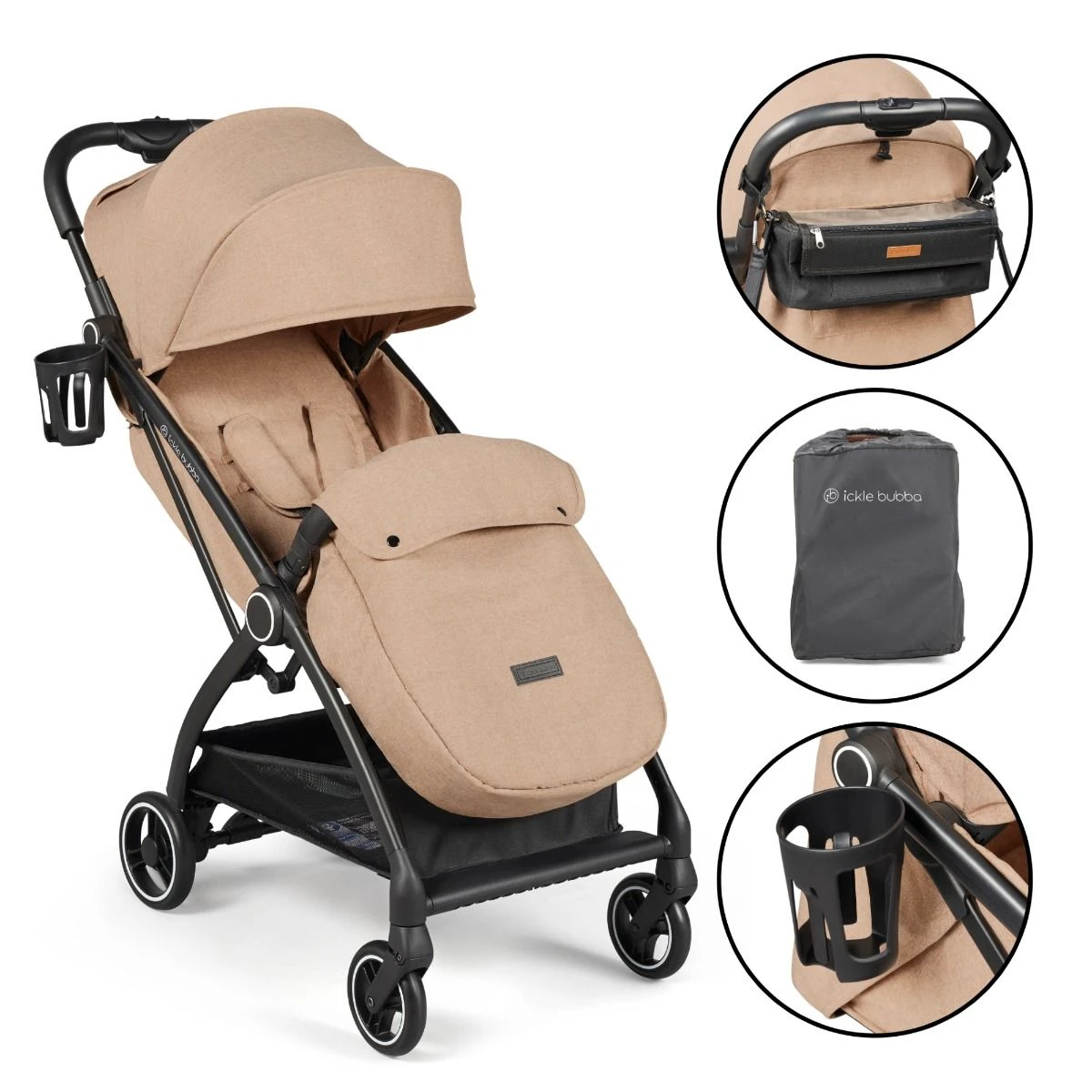 Ickle Bubba Aries Prime Auto-Fold Stroller - Biscuit 3 Ickle Bubba Aries Prime Auto-Fold Stroller - Biscuit
