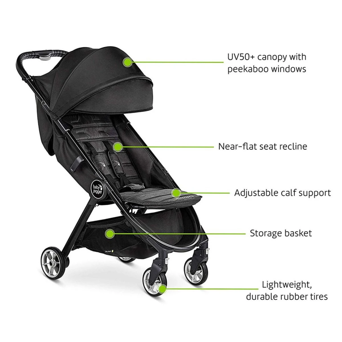Baby Jogger City Tour 2 Stroller - Pitch Black 12 Baby Jogger City Tour 2 Stroller - Pitch Black - Image 10