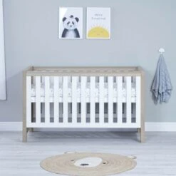 Babymore Luno Cot Bed - Oak White -Baby Products Store babymore luno cot bed warm oak white 3
