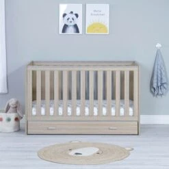 Babymore Veni Cot Bed With Drawer - Oak -Baby Products Store babymore veni cot bed plus drawer oak 3