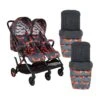 Cosatto Woosh Double Stroller And Footmuff Bundle - Charcoal Mister Fox