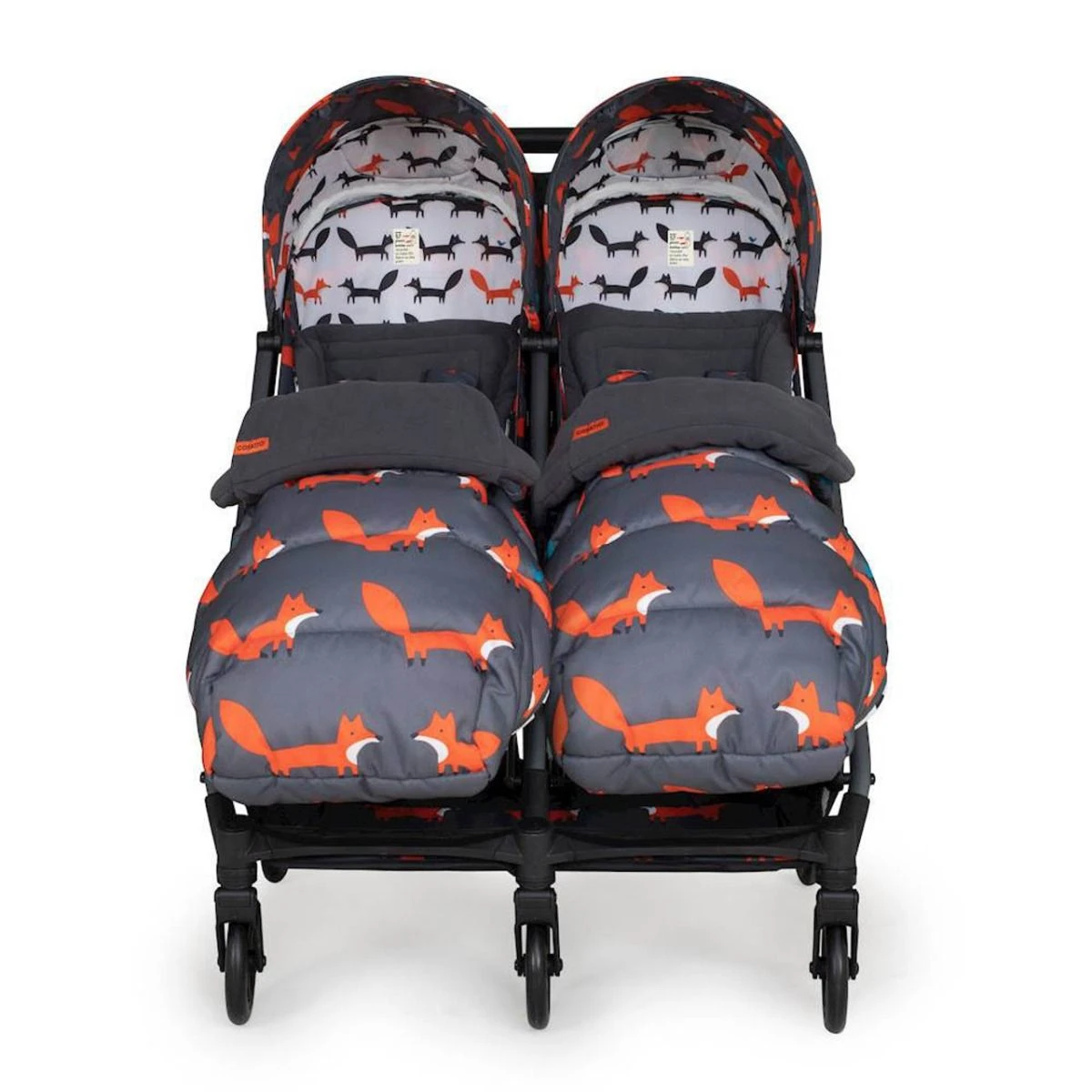 Cosatto Woosh Double Stroller And Footmuff Bundle - Charcoal Mister Fox 5 Cosatto Woosh Double Stroller And Footmuff Bundle - Charcoal Mister Fox - Image 3