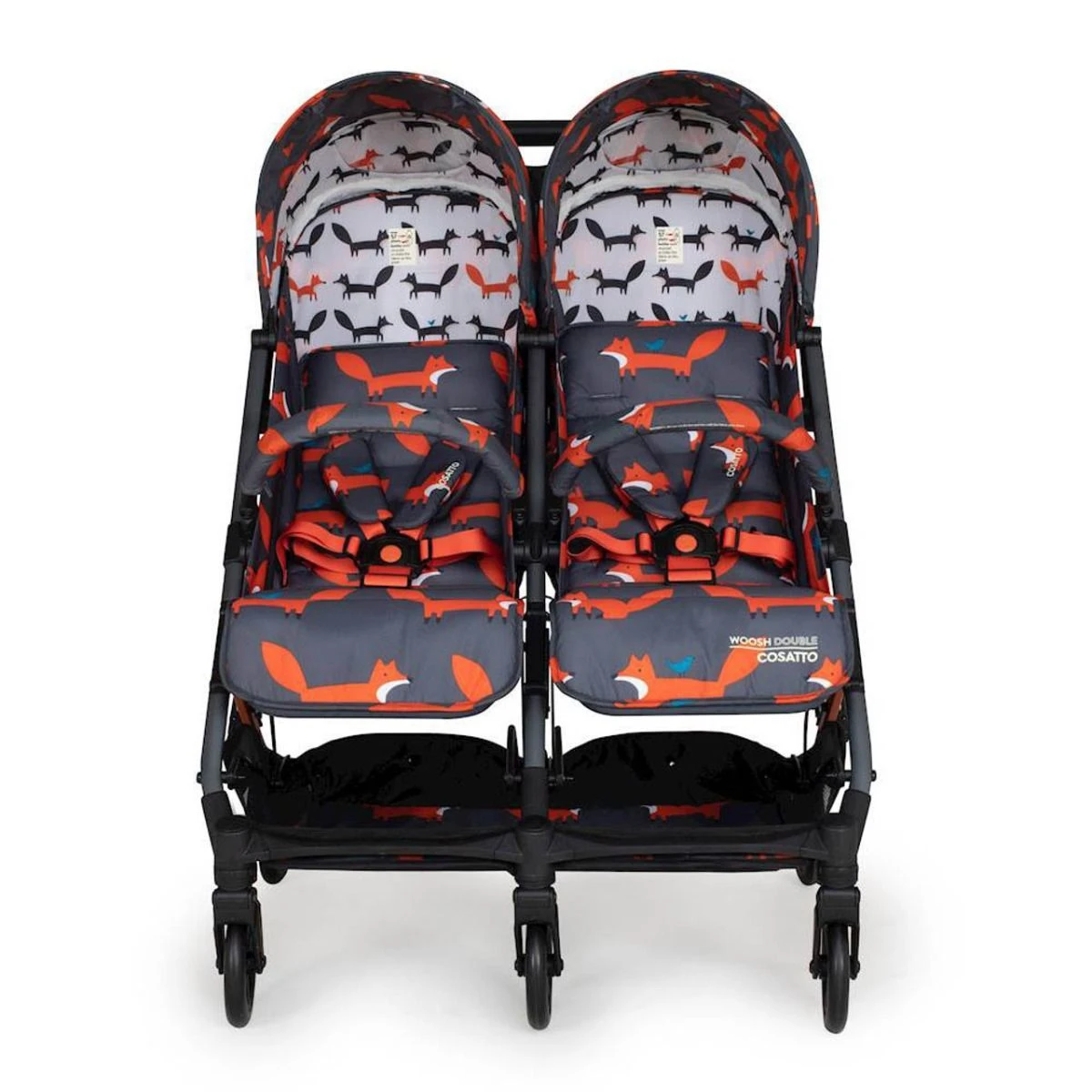 Cosatto Woosh Double Stroller And Footmuff Bundle - Charcoal Mister Fox 7 Cosatto Woosh Double Stroller And Footmuff Bundle - Charcoal Mister Fox - Image 5
