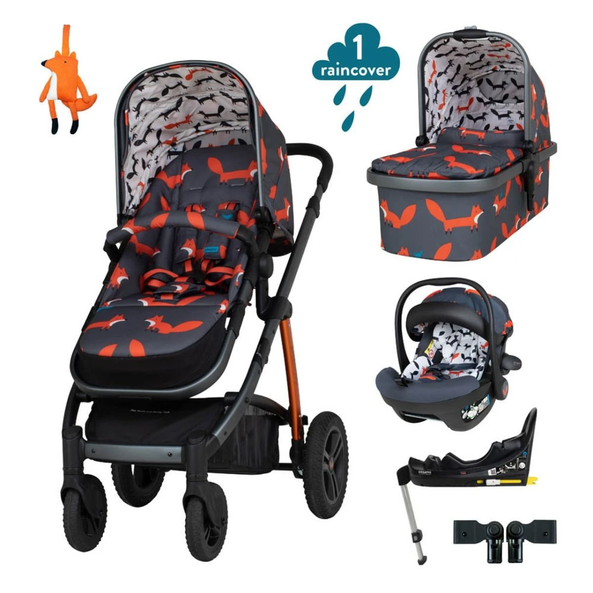 Cosatto Wow 2 Acorn I-Size Car Seat And Base Bundle - Charcoal Mister Fox 3 Cosatto Wow 2 Acorn I-Size Car Seat And Base Bundle - Charcoal Mister Fox