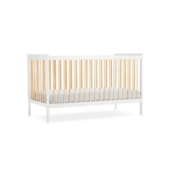 CuddleCo Nola 2 Piece Nursery Furniture Set - White And Natural -Baby Products Store cuddleco nola cot bed white natural 3