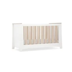 CuddleCo Ada Cot Bed – White And Ash -Baby Products Store cuddleco web 1600x1600 ada13 lr cutout cotbed angle 1 1