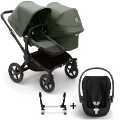 Bugaboo Donkey 5 Duo With Cybex Cloud T Travel System - Styled By You -Baby Products Store donkey 5 duo bundle complete forest green cloud t