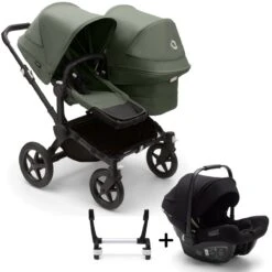 Bugaboo Donkey 5 Duo With Turtle Air Travel System - Black/Forest Green