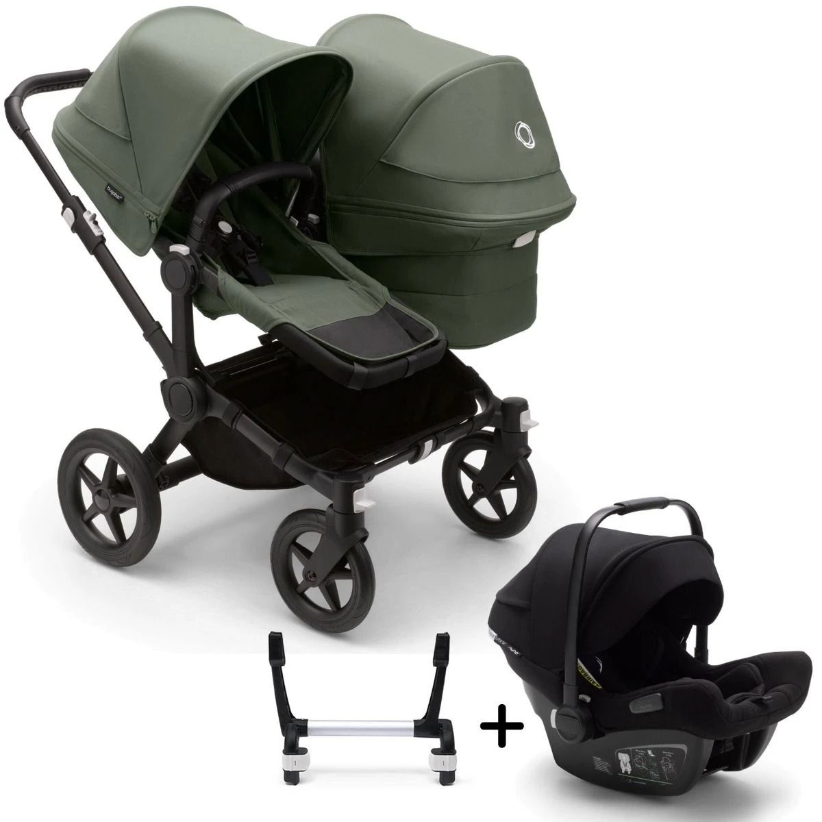 Bugaboo Donkey 5 Duo With Turtle Air Travel System - Black/Forest Green 3 Bugaboo Donkey 5 Duo With Turtle Air Travel System - Black/Forest Green