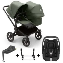 Bugaboo Donkey 5 Duo With Maxi-Cosi Cabriofix ISize Travel System - Black/Forest Green