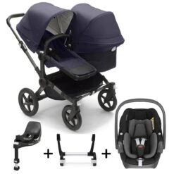 Bugaboo Donkey 5 Duo With Maxi-Cosi Pebble 360 + Rotating Base Travel System - Styled By You -Baby Products Store donkey 5 duo bundle isofix pebble 360 complete dark navy 1