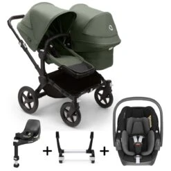 Bugaboo Donkey 5 Duo With Maxi-Cosi Pebble 360 Travel System - Black/Forest Green