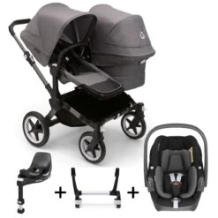 Bugaboo Donkey 5 Duo With Maxi-Cosi Pebble 360 Travel System - Graphite/Grey Melange