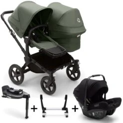 Bugaboo Donkey 5 Duo With Turtle Air Travel System - Black/Forest Green 7 Bugaboo Donkey 5 Duo With Turtle Air Travel System - Black/Forest Green -Baby Products Store donkey 5 duo bundle isofix turtle air 2022 complete forest green
