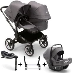 Bugaboo Donkey 5 Duo With Turtle Air + Rotating Base Travel System - Styled By You 15 Bugaboo Donkey 5 Duo With Turtle Air + Rotating Base Travel System - Styled By You -Baby Products Store donkey 5 duo bundle isofix turtle air 2022 complete grey melange 1