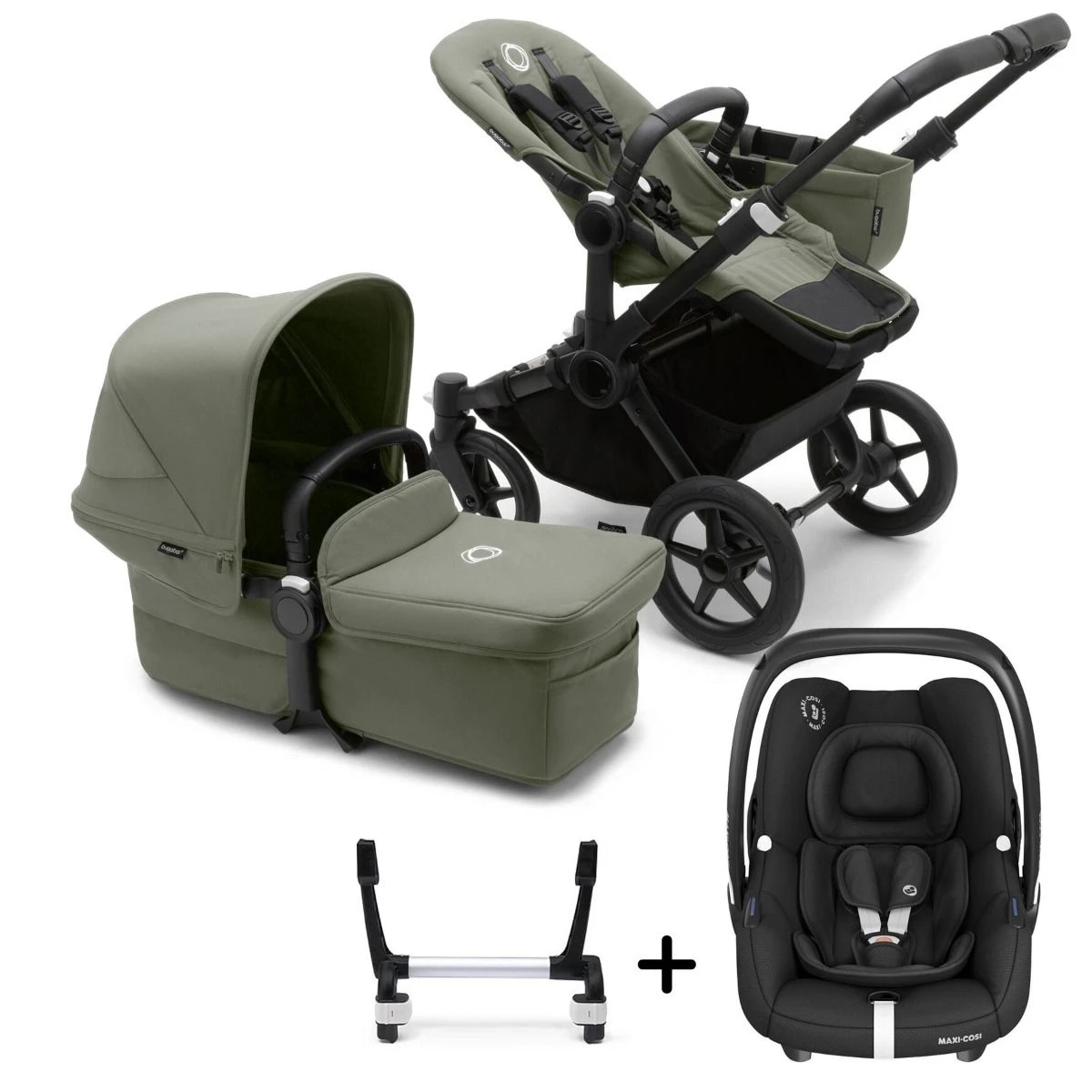 Bugaboo Donkey 5 Mono With Maxi-Cosi Cabriofix ISize Travel System - Black/Forest Green 4 Bugaboo Donkey 5 Mono With Maxi-Cosi Cabriofix ISize Travel System - Black/Forest Green - Image 2