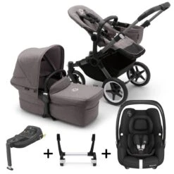 Bugaboo Donkey 5 Mono With Maxi-Cosi Cabriofix ISize Travel System - Graphite/Grey Melange
