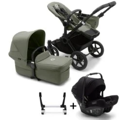 Bugaboo Donkey 5 Mono With Turtle Air Travel System - Black/Forest Green