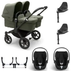 Bugaboo Donkey 5 Twin With Cybex Cloud T + Rotating Base Travel System - Styled By You -Baby Products Store donkey 5 twin bundle cloud t complete forest green 2