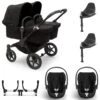 Bugaboo Donkey 5 Twin With Cybex Cloud T + Rotating Base Travel System - Styled By You -Baby Products Store donkey 5 twin bundle cloud t complete midnight black 2
