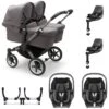 Bugaboo Donkey 5 Twin With Maxi-Cosi Pebble 360 Travel System - Graphite/Grey Melange -Baby Products Store donkey 5 twin bundle pebble 360 complete grey melange