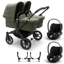 Bugaboo Donkey 5 Twin With Cybex Cloud T Travel System - Styled By You -Baby Products Store donkey 5 twin complete bundle forest green cloud t