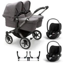 Bugaboo Donkey 5 Twin With Cybex Cloud T Travel System - Styled By You -Baby Products Store donkey 5 twin complete bundle grey melange cloud t
