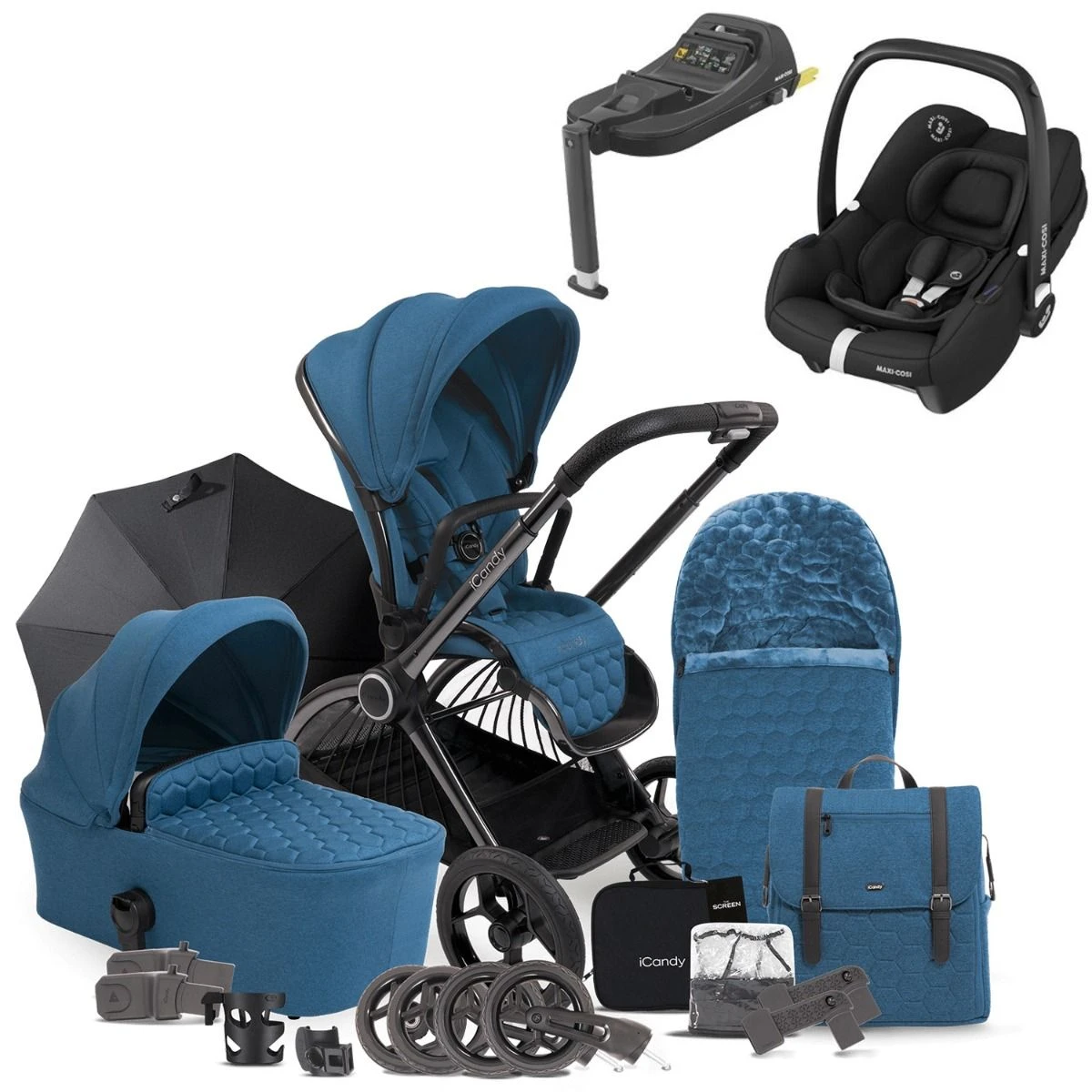 ICandy Core Travel System Bundle With Maxi-Cosi CabrioFix ISize & Base - Atlantis Blue 3 ICandy Core Travel System Bundle With Maxi-Cosi CabrioFix ISize & Base - Atlantis Blue