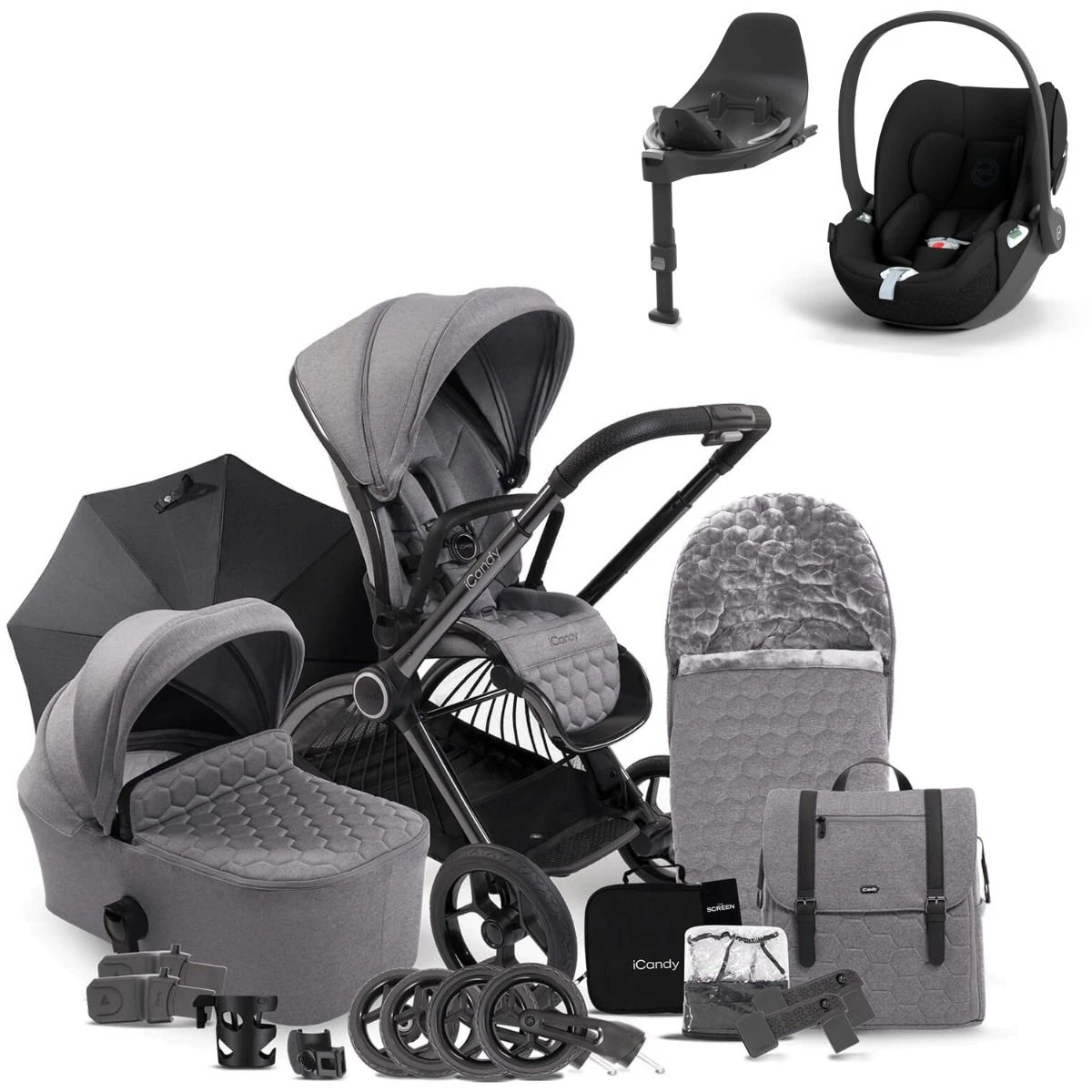 ICandy Core Travel System Bundle With Cybex Cloud T & Base - Light Grey 3 ICandy Core Travel System Bundle With Cybex Cloud T & Base - Light Grey
