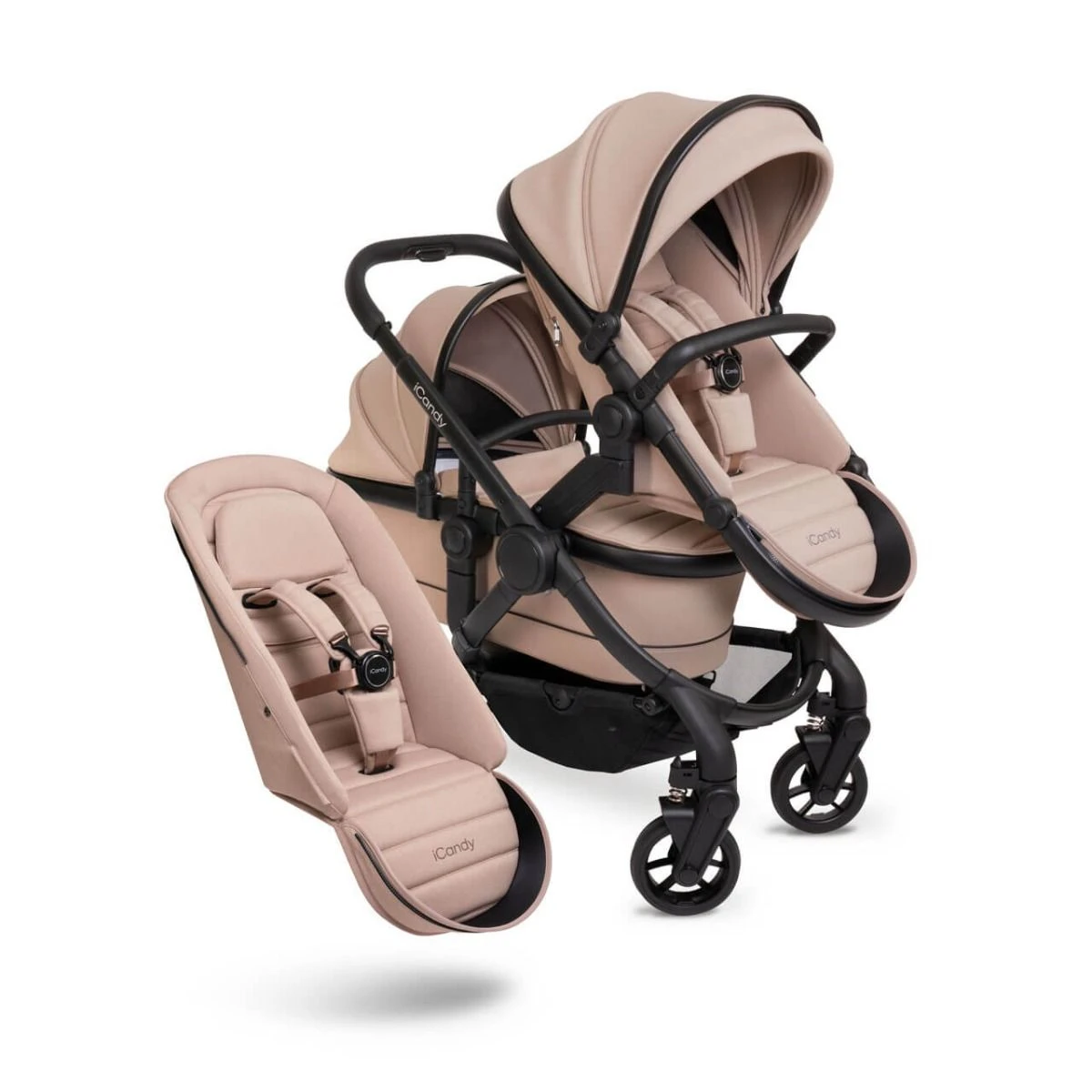 ICandy Peach 7 Double Pushchair Travel System Bundle With Maxi-Cosi Cabriofix I-Size Car Seat & Base - Cookie 5 ICandy Peach 7 Double Pushchair Travel System Bundle With Maxi-Cosi Cabriofix I-Size Car Seat & Base - Cookie - Image 3