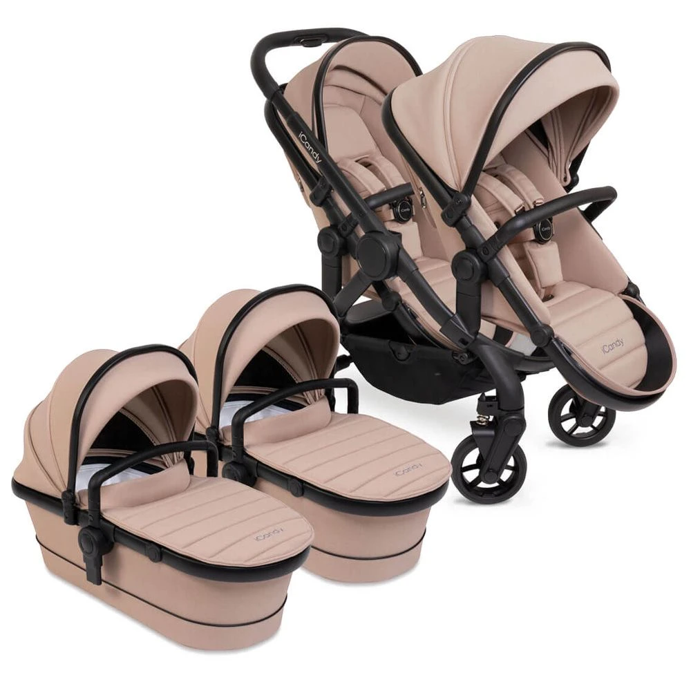 ICandy Peach 7 Twin Pushchair Travel System Bundle With Maxi-Cosi Pebble 360 PRO ISize Car Seat & Base - Cookie 4 ICandy Peach 7 Twin Pushchair Travel System Bundle With Maxi-Cosi Pebble 360 PRO ISize Car Seat & Base - Cookie - Image 2