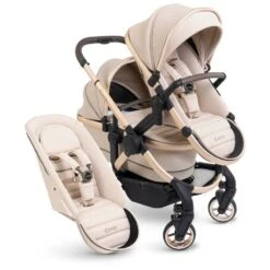 ICandy Peach 7 Double Pushchair Travel System Bundle With Maxi-Cosi Pebble 360 PRO ISize Car Seat & Base - Biscotti -Baby Products Store icandy peach 7 double biscotti 1 4
