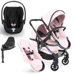 ICandy Peach 7 Double Pushchair Travel System Bundle With Cybex Cloud T ISize Car Seat & Base - Blush