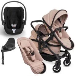 ICandy Peach 7 Double Pushchair Travel System Bundle With Cybex Cloud T ISize Car Seat & Base - Cookie
