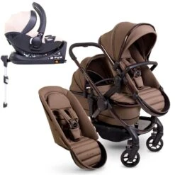 ICandy Peach 7 Double Pushchair Travel System Bundle With Cocoon ISize Car Seat & Base - Coco