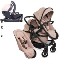 ICandy Peach 7 Double Pushchair Travel System Bundle With Cocoon ISize Car Seat & Base - Cookie
