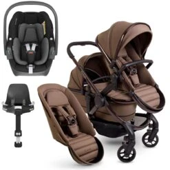 ICandy Peach 7 Double Pushchair Travel System Bundle With Maxi-Cosi Pebble 360 ISize Car Seat & Base - Coco