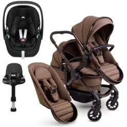 ICandy Peach 7 Double Pushchair Travel System Bundle With Maxi-Cosi Pebble 360 PRO ISize Car Seat & Base - Coco