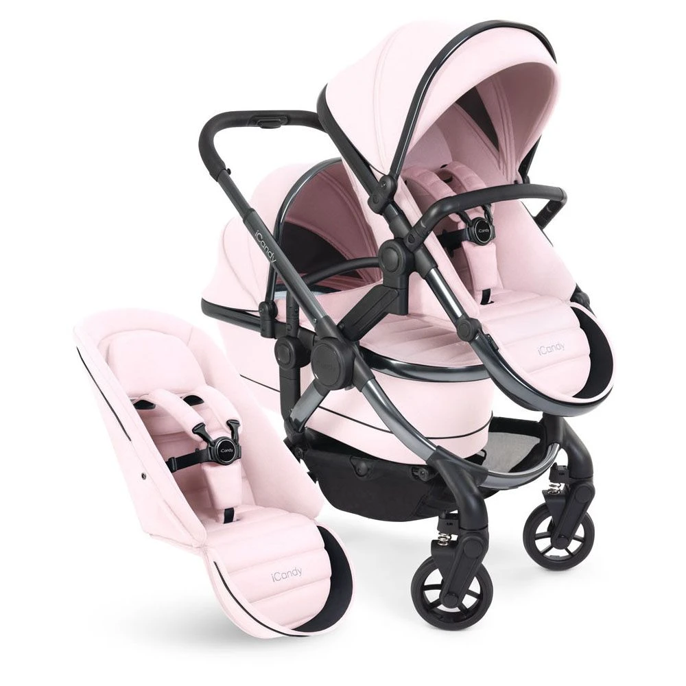 ICandy Peach 7 Double Pushchair Travel System Bundle With Maxi-Cosi Cabriofix I-Size Car Seat & Base - Blush 4 ICandy Peach 7 Double Pushchair Travel System Bundle With Maxi-Cosi Cabriofix I-Size Car Seat & Base - Blush - Image 2