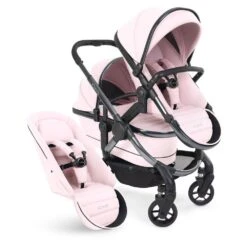 ICandy Peach 7 Double Pushchair Travel System Bundle With Maxi-Cosi Pebble 360 PRO ISize Car Seat & Base - Blush -Baby Products Store icandy peach 7 double phantom blush 1 5