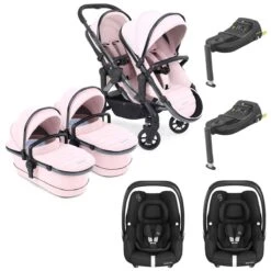 ICandy Peach 7 Twin Pushchair Travel System Bundle With Maxi-Cosi Cabriofix ISize Car Seat & Base - Blush