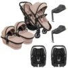 ICandy Peach 7 Twin Pushchair Travel System Bundle With Maxi-Cosi Cabriofix ISize Car Seat & Base - Cookie -Baby Products Store icandy peach 7 twin cabriofix isize base bundle cookie