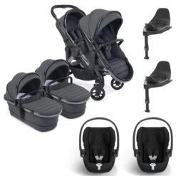 ICandy Peach 7 Twin Cybex Cloud T Travel System Bundle - Dark Grey