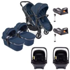 ICandy Peach 7 Twin Pushchair Travel System Bundle With Cocoon ISize Car Seat & Base - Cobalt