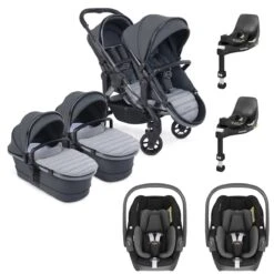 ICandy Peach 7 Twin Pushchair Travel System Bundle With Maxi-Cosi Pebble 360 ISize Car Seat & Base - Truffle