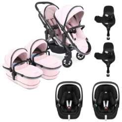 ICandy Peach 7 Twin Pushchair Travel System Bundle With Maxi-Cosi Pebble 360 PRO ISize Car Seat & Base - Blush
