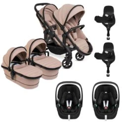 ICandy Peach 7 Twin Pushchair Travel System Bundle With Maxi-Cosi Pebble 360 PRO ISize Car Seat & Base - Cookie