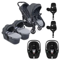 ICandy Peach 7 Twin Pushchair Travel System Bundle With Maxi-Cosi Pebble 360 PRO ISize Car Seat & Base - Truffle