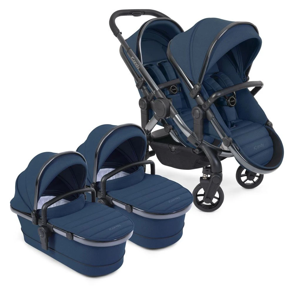 ICandy Peach 7 Twin Pushchair Travel System Bundle With Maxi-Cosi Pebble 360 PRO ISize Car Seat & Base - Cobalt 4 ICandy Peach 7 Twin Pushchair Travel System Bundle With Maxi-Cosi Pebble 360 PRO ISize Car Seat & Base - Cobalt - Image 2